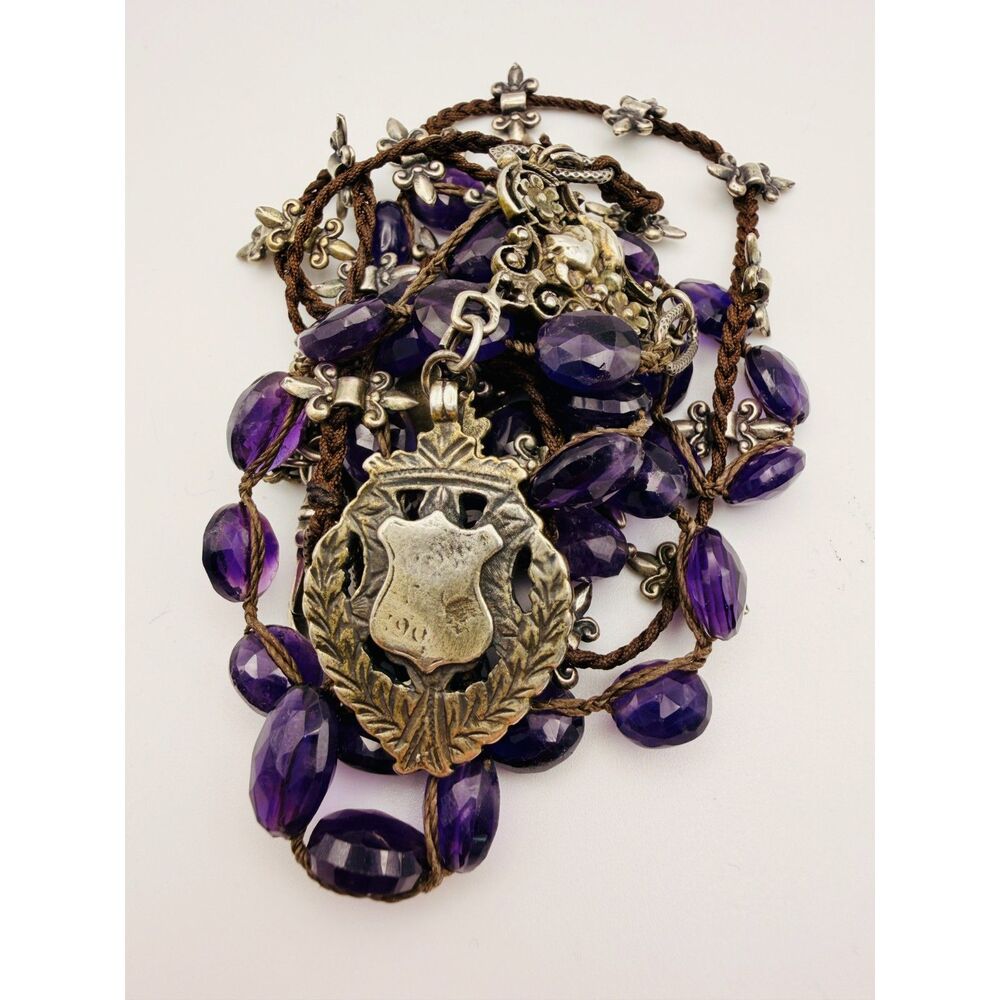 Exceptional Love Heals Silver/Amethyst Hand Knotted Statement Necklace